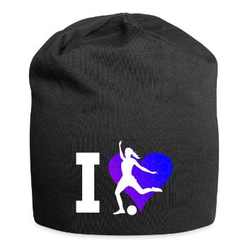 Herren Fussballer Fussballspieler Fussballspielen - Jersey-Beanie - Schwarz - Vorne