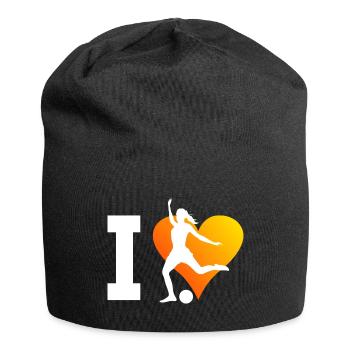 Fussball Fussballspielen Fussballspieler Damen - Jersey-Beanie - Schwarz - Vorne