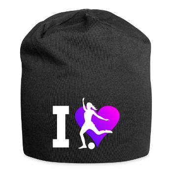 Fussball Fussballspielen Fussballspieler Damen - Jersey-Beanie - Schwarz - Vorne