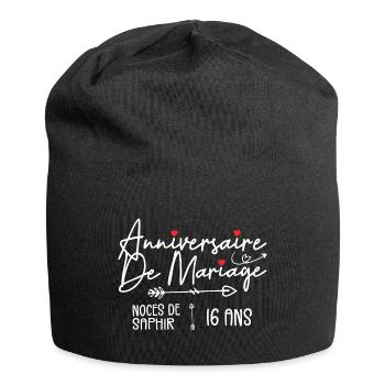 Anniversaire de mariage 16 ans - Noces de Saphir - Bonnet en jersey - noir - Devant