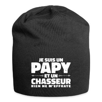 Je Suis Papy Et Un Chasseur Rien Ne M'effraye - Bonnet en jersey - noir - Devant
