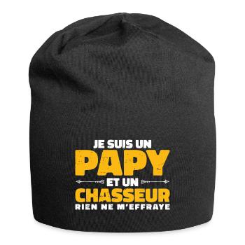 Je Suis Papy Et Un Chasseur Rien Ne M'effraye - Bonnet en jersey - noir - Devant