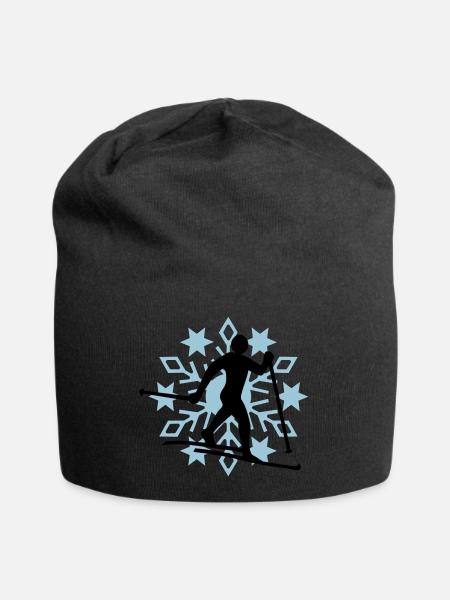 Cross-country snow flake - Jersey Beanie - black