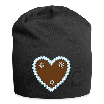 Lebkuchenherz Edelweiss + Dein Text / Gingerbread - Jersey-Beanie - Schwarz - Vorne