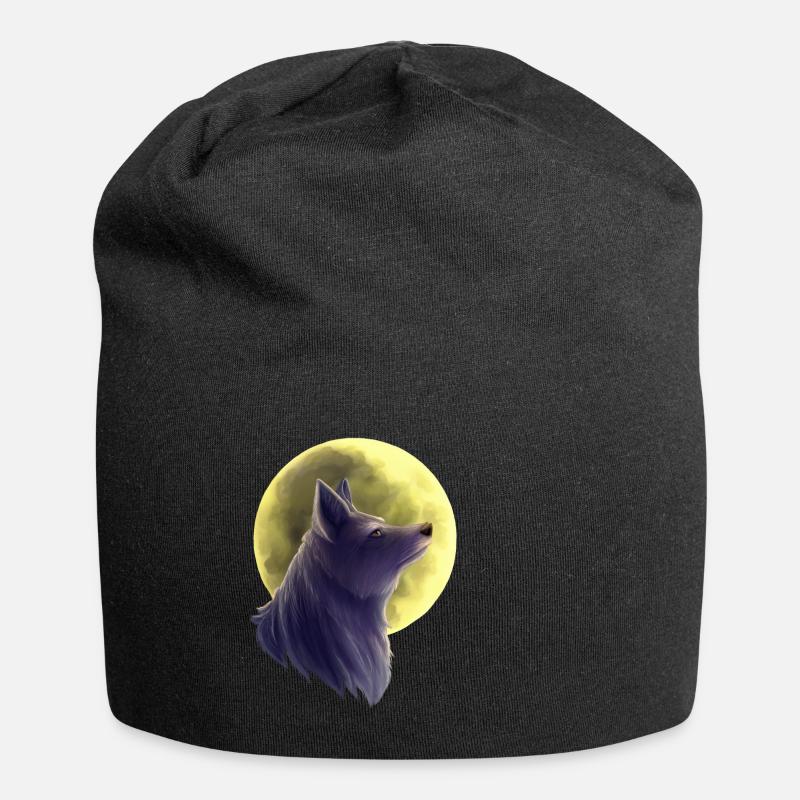 Wolf Gemälde - Jersey-Beanie - Schwarz