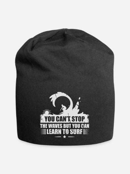 Can't stop waves Learn to surf - surfin - surfen - Jersey-Beanie - Schwarz