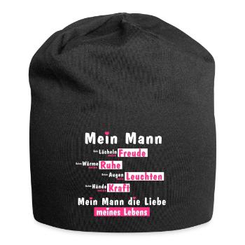 Mein Mann ist die Liebe meines Lebens - Geschenk - Jersey-Beanie - Schwarz - Vorne