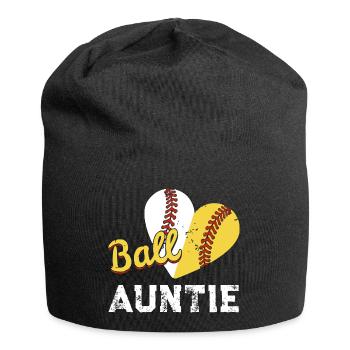 Baseball-Softball-Ball-Herz Tante Muttertag - Jersey-Beanie - Schwarz - Vorne
