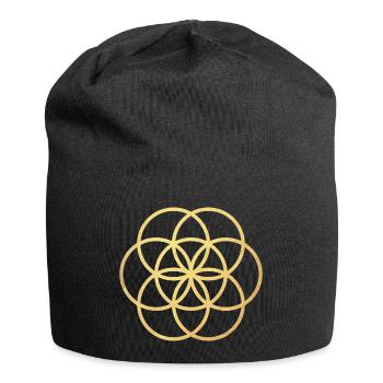 Yoga Flower of Life Flower of Life Gold namaste - Jersey Beanie - black - Front