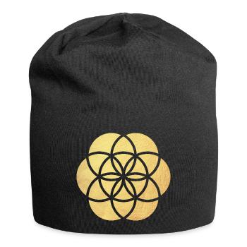 Gold Yoga Flower od Life Flower of Life namaste - Jersey Beanie - black - Front