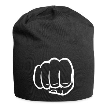 Fist clenched fist fist bump cool logo icon - Jersey Beanie - black - Front