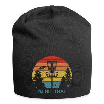 I'D Hit That Retro Disc Golf Discgolfer Frisbee - Jersey Beanie - black - Front