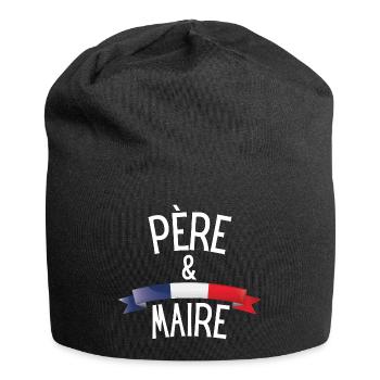 Père et maire humour papa fête des pères - Bonnet en jersey - noir - Devant