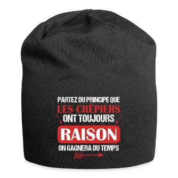 Crêpe - Cuisine - Raison - Goûter - Drôle - Humour - Bonnet en jersey - noir - Devant