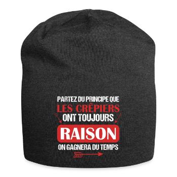 Crêpe - Cuisine - Raison - Goûter - Drôle - Humour - Bonnet en jersey - charbon - Devant