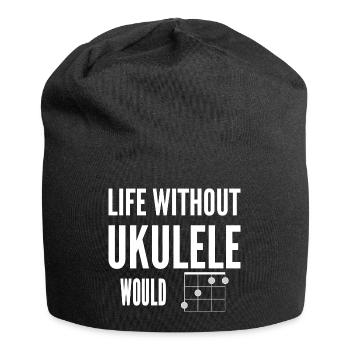 Life Without Ukulele Would Be Flat (Bb) Uke Joke - Jersey Beanie - black - Front