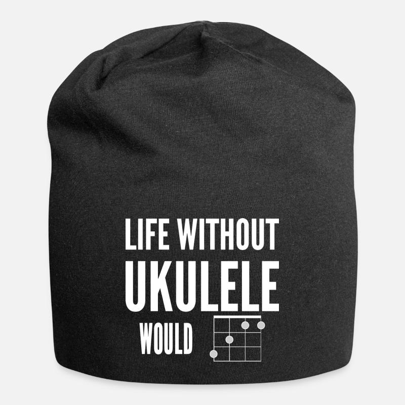 Life Without Ukulele Would Be Flat (Bb) Uke Joke - Jersey Beanie - black