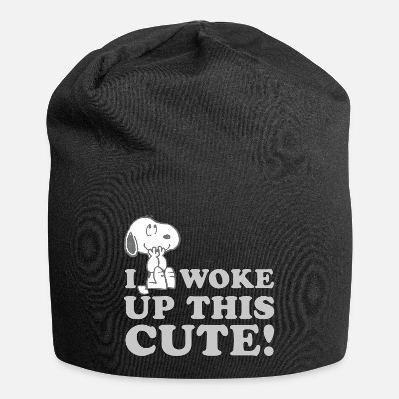 Peanuts Snoopy I Woke Up This Cute - Jersey Beanie - black