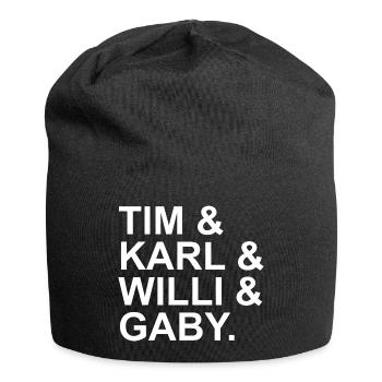 TKKG Namen Tim & Karl & Willi & Gaby Typographie - Jersey-Beanie - Schwarz - Vorne