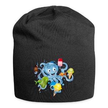 cool octopus with lots of ice cream under water - Jersey Beanie - black - Front