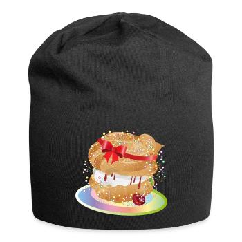 A filled cream puff with a gift bow - Jersey Beanie - black - Front
