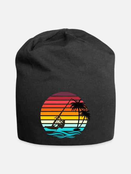 Windsurfer - Rétro Vintage Sunset - Bonnet en jersey - noir