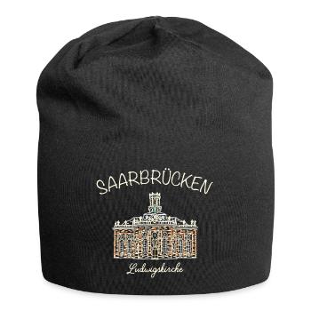 Saarbrücken, Ludwigskirche - Jersey-Beanie - Schwarz - Vorne