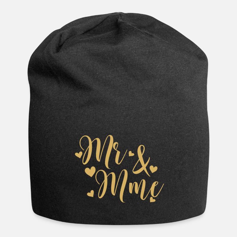Mr And Mrs Golden Script - Jersey Beanie - black