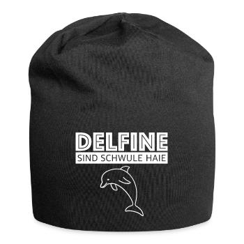 Delfine sind schwule Haie | lustige Sprüche, Tiere - Jersey-Beanie - Schwarz - Vorne
