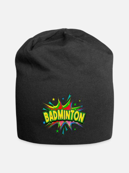 Badminton Federball Spieler Pop Art Cartoon Bunt - Jersey-Beanie - Schwarz