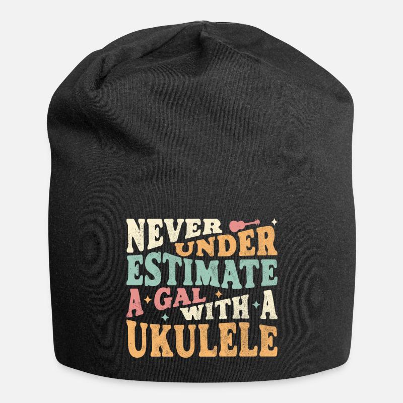 Never underestimate a Gal with a Ukulele - Jersey-Beanie - Schwarz