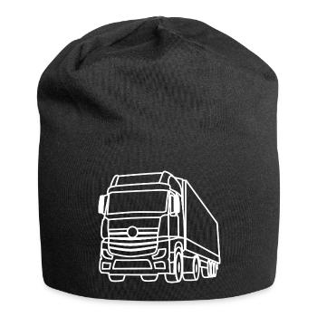 LKW / Truck Front - weiße Kontur - Jersey-Beanie - Schwarz - Vorne