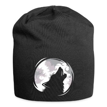 Wolf Wölfe jaulen Mond Abend Dunkel Tiere Natur - Jersey-Beanie - Schwarz - Vorne