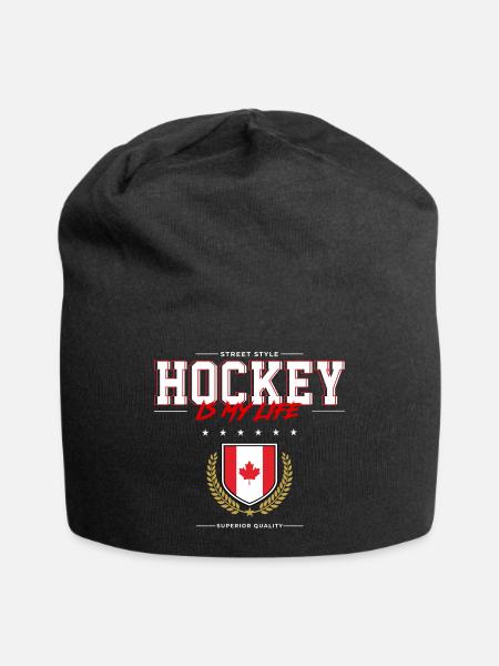 Le hockey, c’est ma vie - Bonnet en jersey - noir