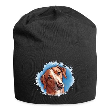 Hund SAVEBRACKE Jagdhund türkis Aquarell Design  - Jersey-Beanie - Schwarz - Vorne