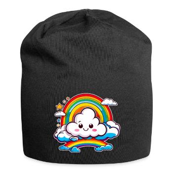 Cute cloud with rainbow - Jersey Beanie - black - Front
