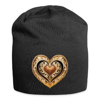 Du bist mein Herz - Jersey-Beanie - Schwarz - Vorne