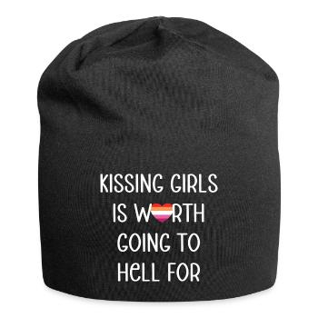 LGBT Pride Month - Kissing Girls - Lesbian Couple - Jersey Beanie - black - Front