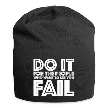 Schadenfreude | lustige Sprüche, scheitern - Jersey-Beanie - Schwarz - Vorne