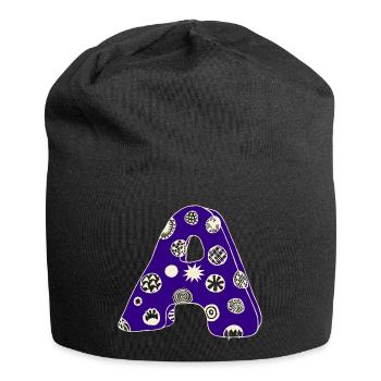 Buchstabe A mit Charakter in blau - Jersey-Beanie - Schwarz - Vorne