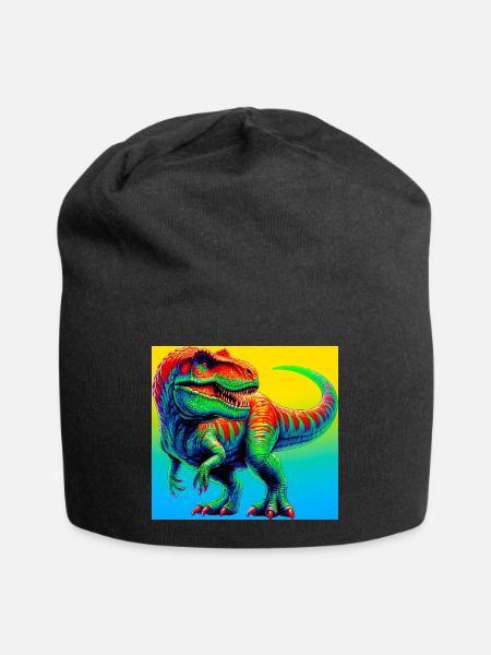 Dinosaurier - Jersey-Beanie - Schwarz