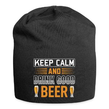 Keep calm drink beer - Jersey-Beanie - Schwarz - Vorne