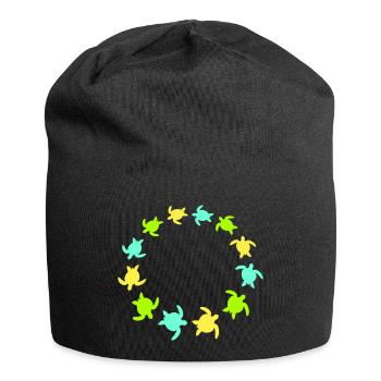 Many Turtles Circle Ring Colorful Round Silhouette - Jersey Beanie - black - Front