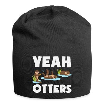 Sea Otter Cartoon Otter - Jersey Beanie - black - Front