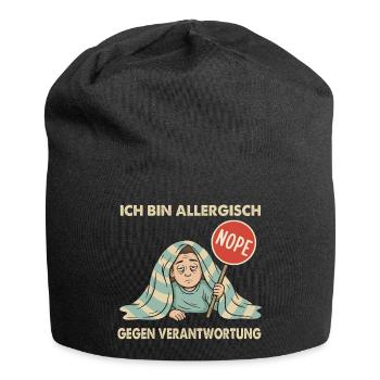 Allergisch gegen Verantwortung - Jersey-Beanie - Schwarz - Vorne