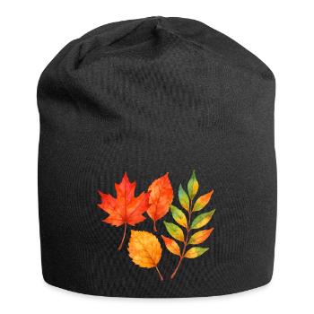 Autumn leaves in watercolour – soft & colourful - Jersey Beanie - black - Front
