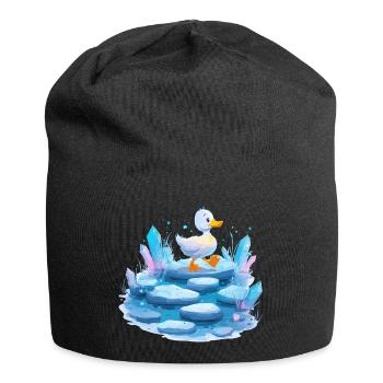 Piste de canard sur glace avec des cristaux - Bonnet en jersey - noir - Devant