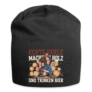 Echte Kerle Holz und Bier Kraft - Jersey-Beanie - Schwarz - Vorne
