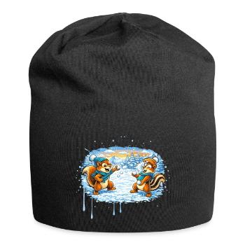 Drôle de bataille de boules de neige avec des tamias - Bonnet en jersey - noir - Devant