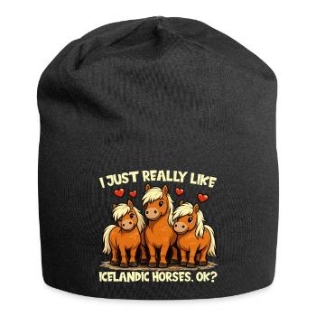 Icelandic Horse Fan Cute Horse Motif - Jersey Beanie - black - Front